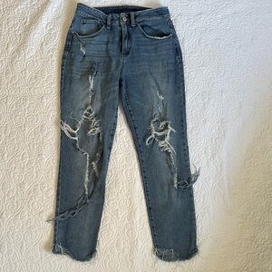 Rewash Ripped Ankle Jeans in Blue